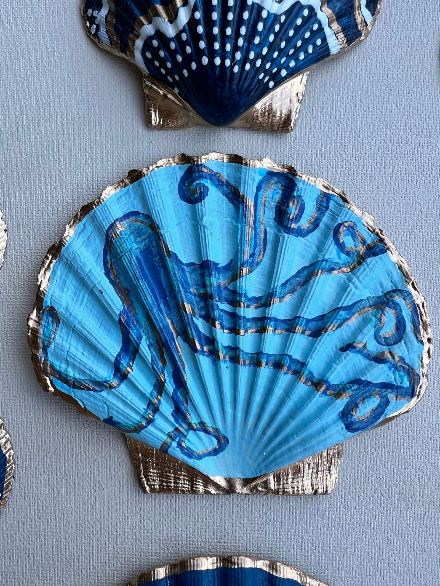 Midnight Tide | Hand-Painted Seashell Wall Art | 24x20