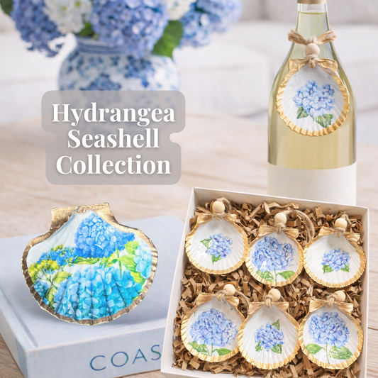 Hydrangea seashell trinket dish coastal hydrangea decor jewelry dish