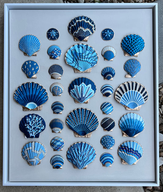 Midnight Tide | Hand-Painted Seashell Wall Art | 24x20