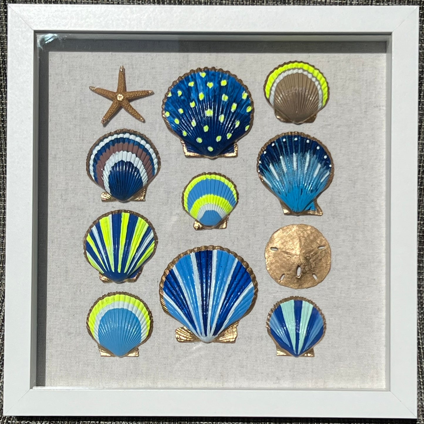 Nantucket Coastal Seashell Shadow Box Art | 10x10