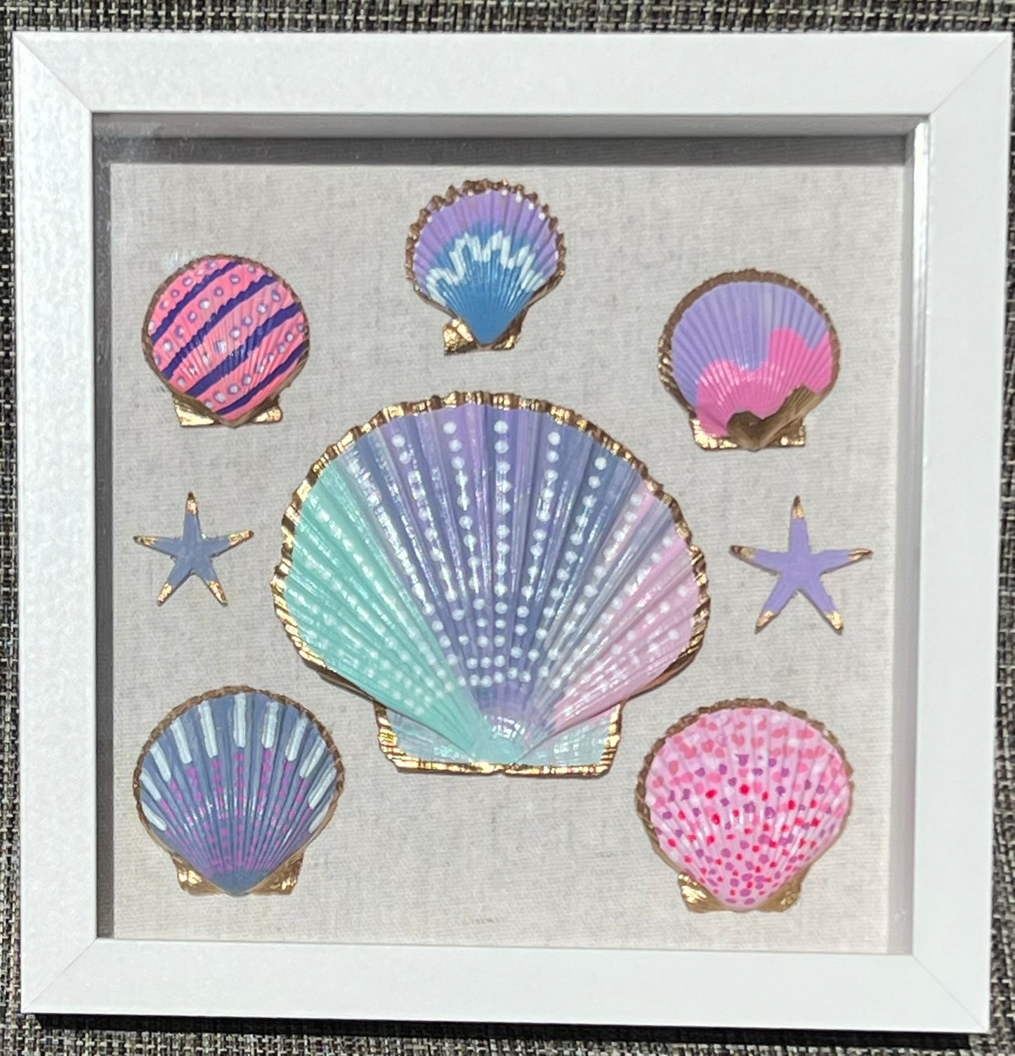 Mermaid Dreams Seashell Shadow Box Art | 8x8