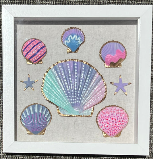 Mermaid Dreams Seashell Shadow Box Art | 8x8