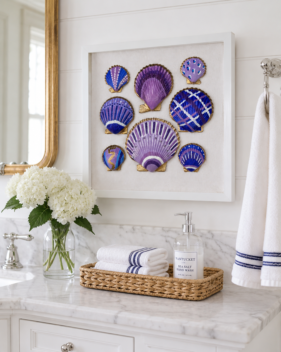 Lavender Tide Seashell Canvas Wall Art | 8x8