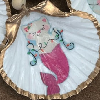 Mermaid Cat & Narwal Hanging Shells