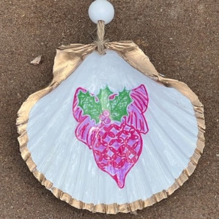 Pink and Green Kind of Christmas Hanging Shells