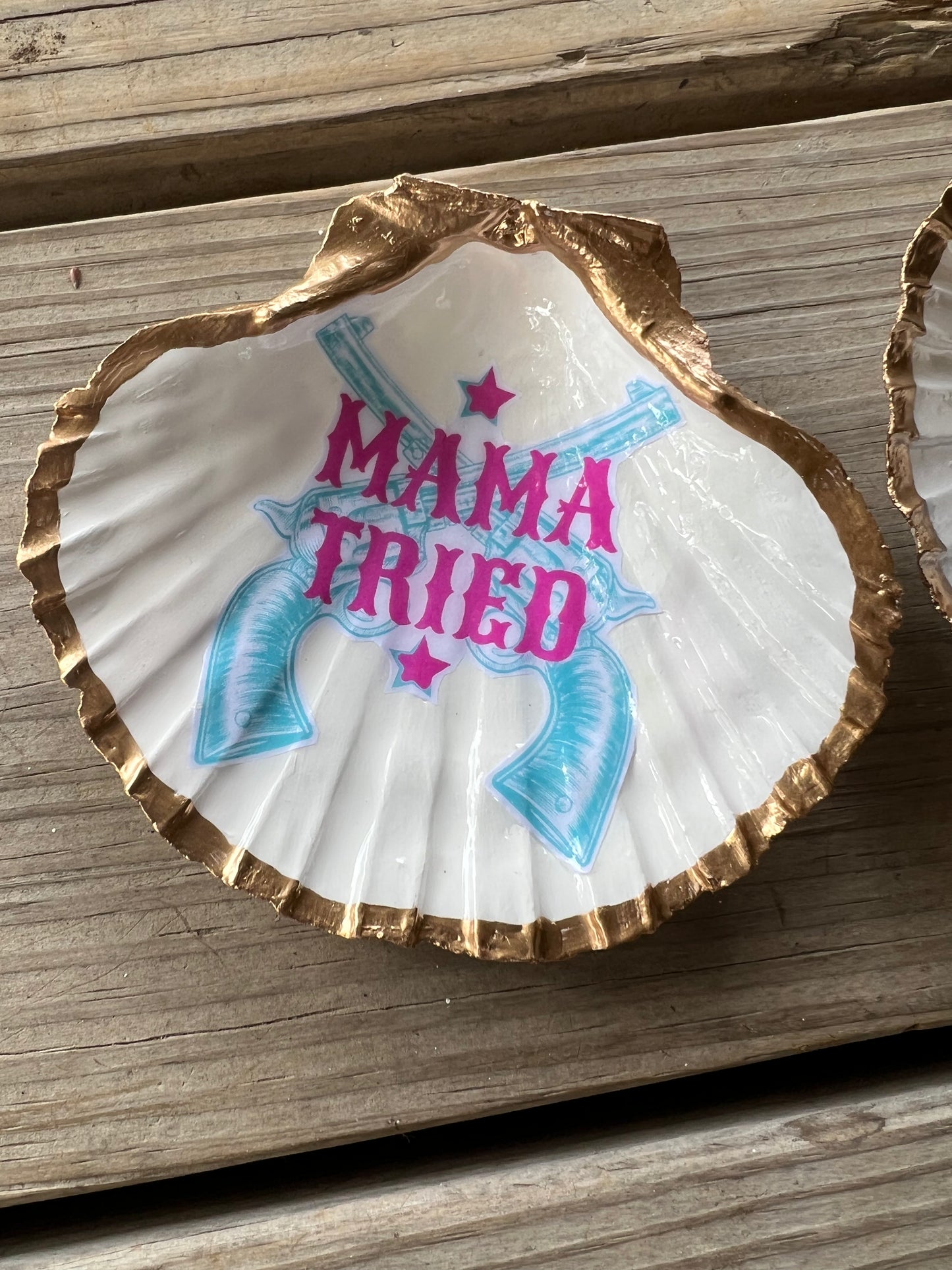 Mama Tried Coastal Cowgirl Shell Ring Dish | Western Coastal Decor