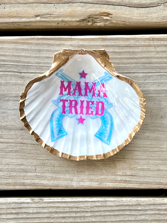 Mama Tried Coastal Cowgirl Shell Ring Dish | Western Coastal Decor