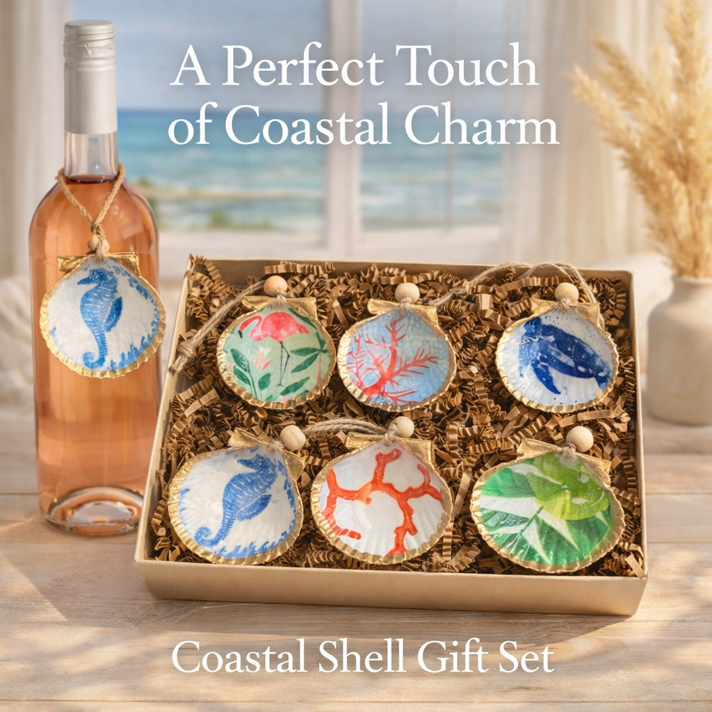 coastal shell ornament gift set handcrafted seashell decor
