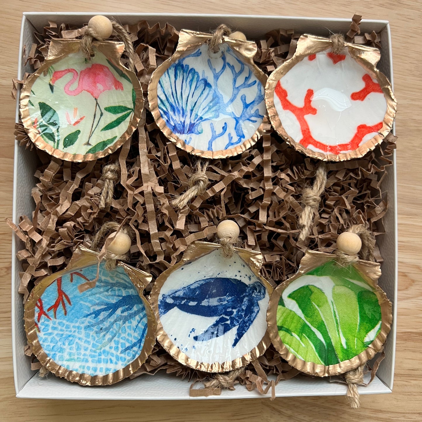 Coastal Mini Shell Ornament Gift Set – Handcrafted Seashell Decor