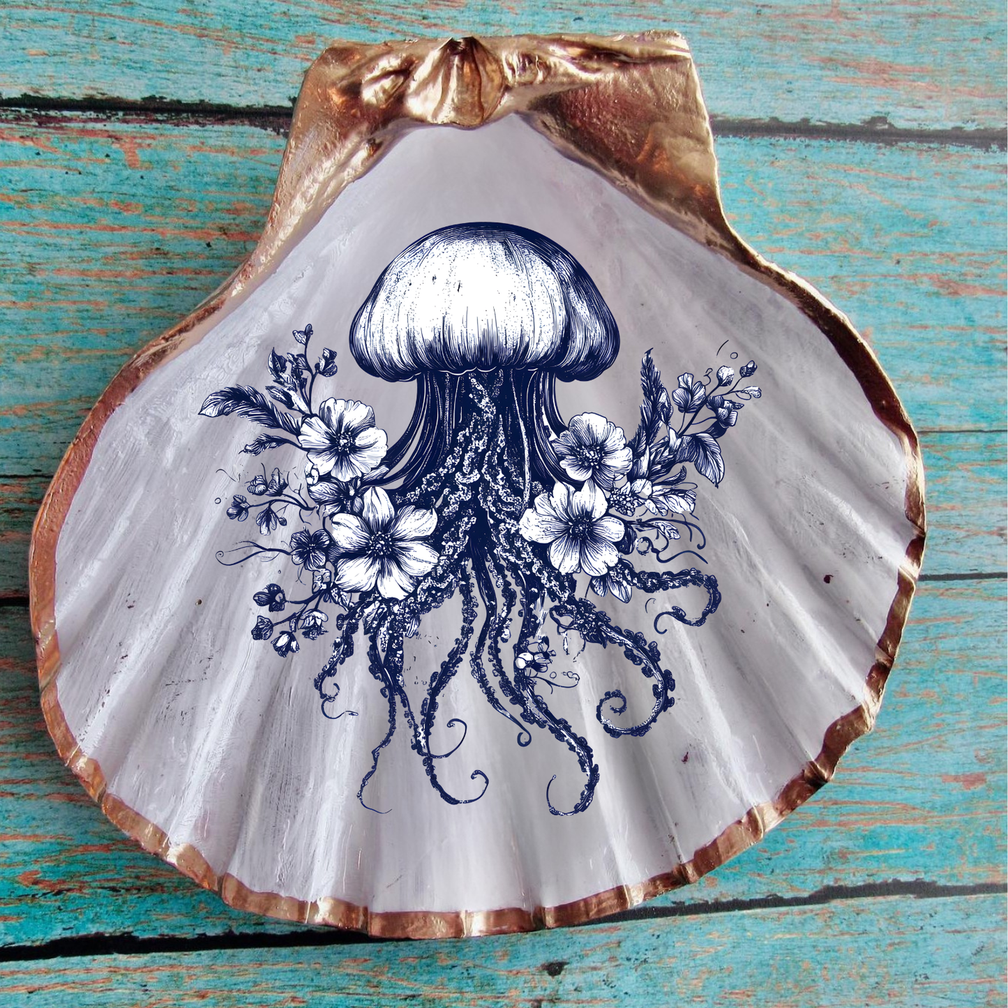Nantucket Coastal Seashell Collection – Handcrafted Blue & White Shell Decor