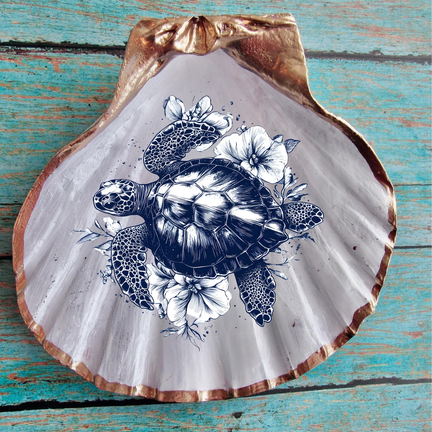 Nantucket Coastal Seashell Collection – Handcrafted Blue & White Shell Decor