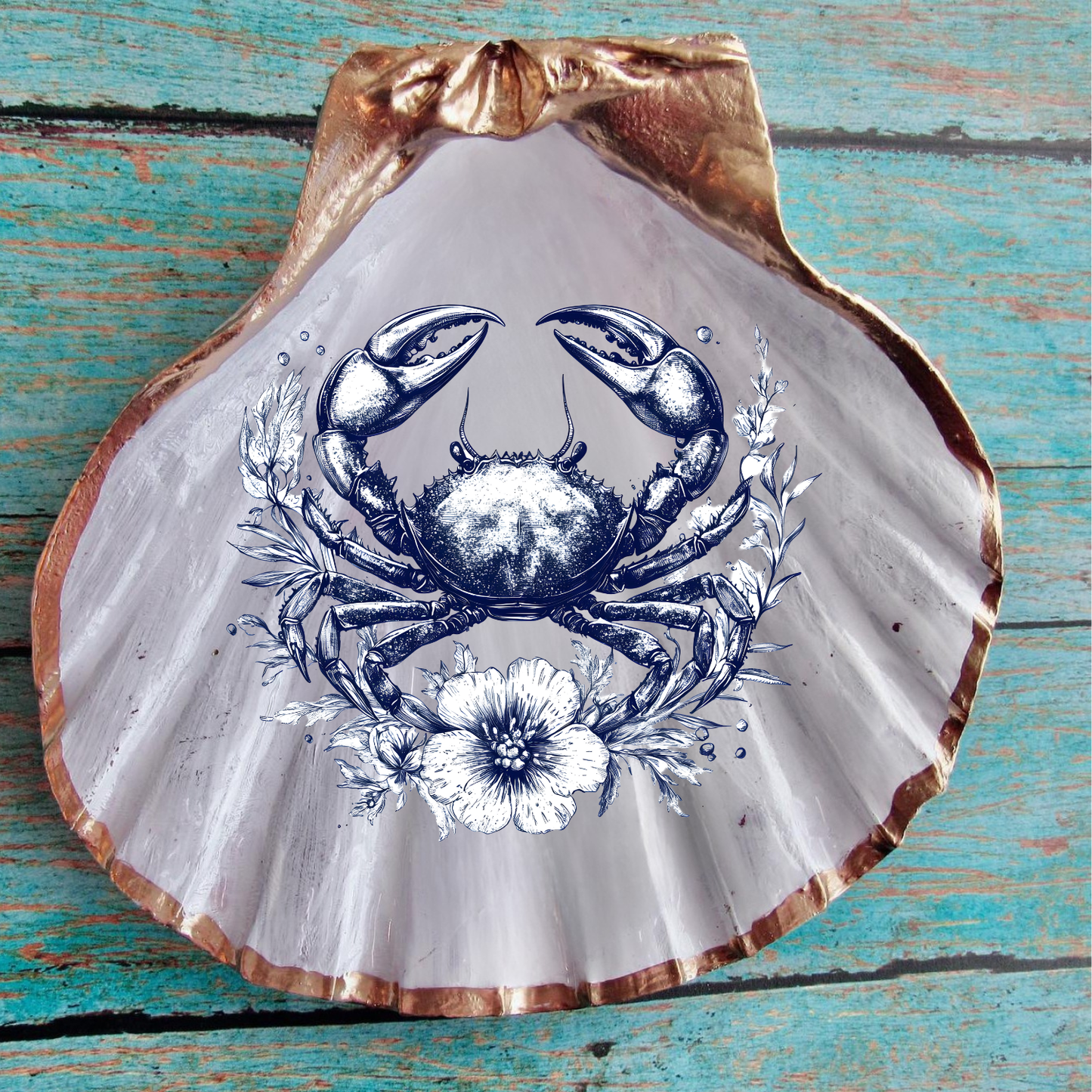 Nantucket Coastal Seashell Collection – Handcrafted Blue & White Shell Decor