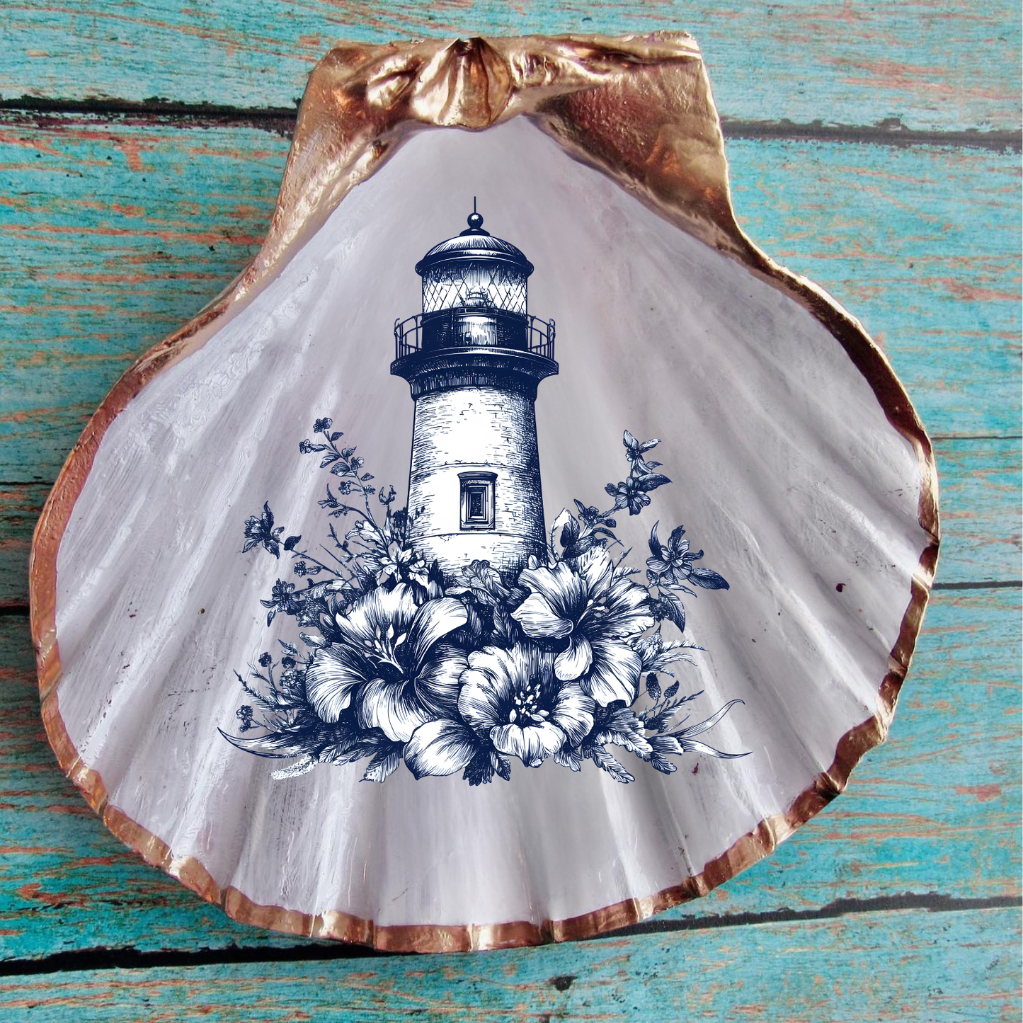 Nantucket Coastal Seashell Collection – Handcrafted Blue & White Shell Decor