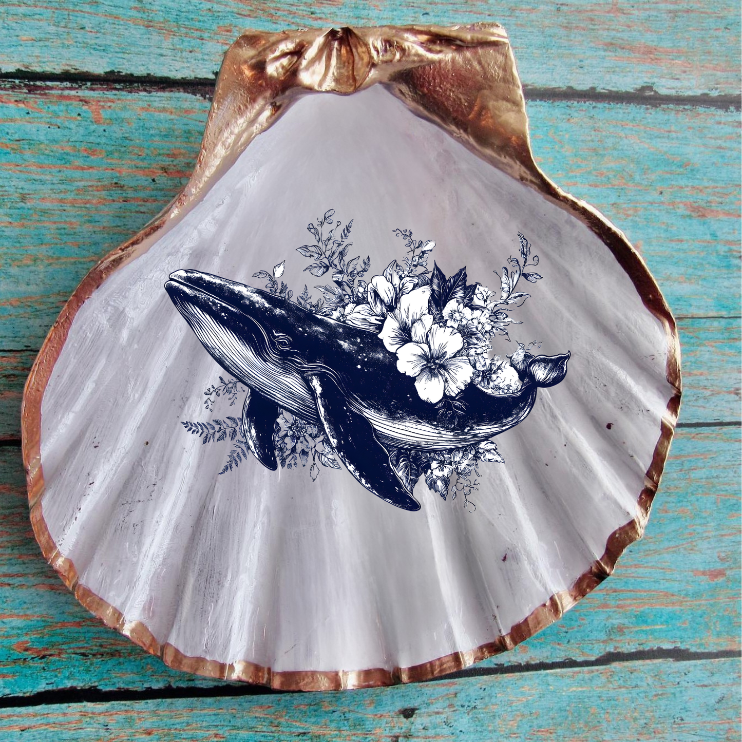 Nantucket Coastal Seashell Collection – Handcrafted Blue & White Shell Decor
