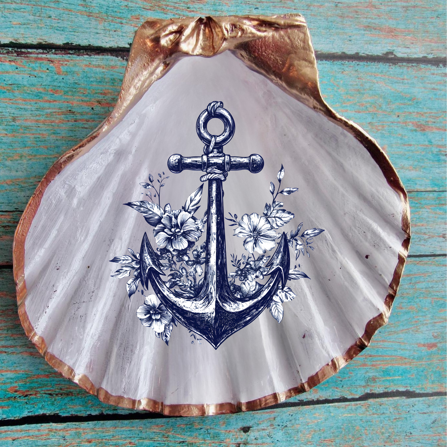 Nantucket Coastal Seashell Collection – Handcrafted Blue & White Shell Decor