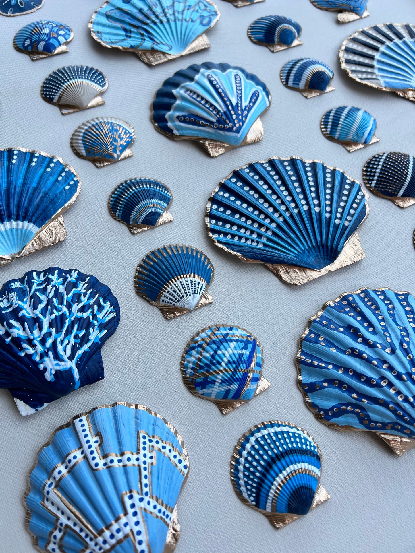 Midnight Tide | Hand-Painted Seashell Wall Art | 24x20