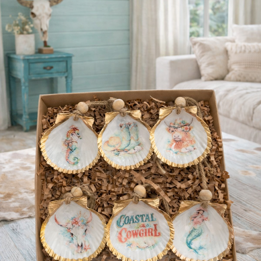 Coastal Cowgirl Seashell Ornament Gift Set