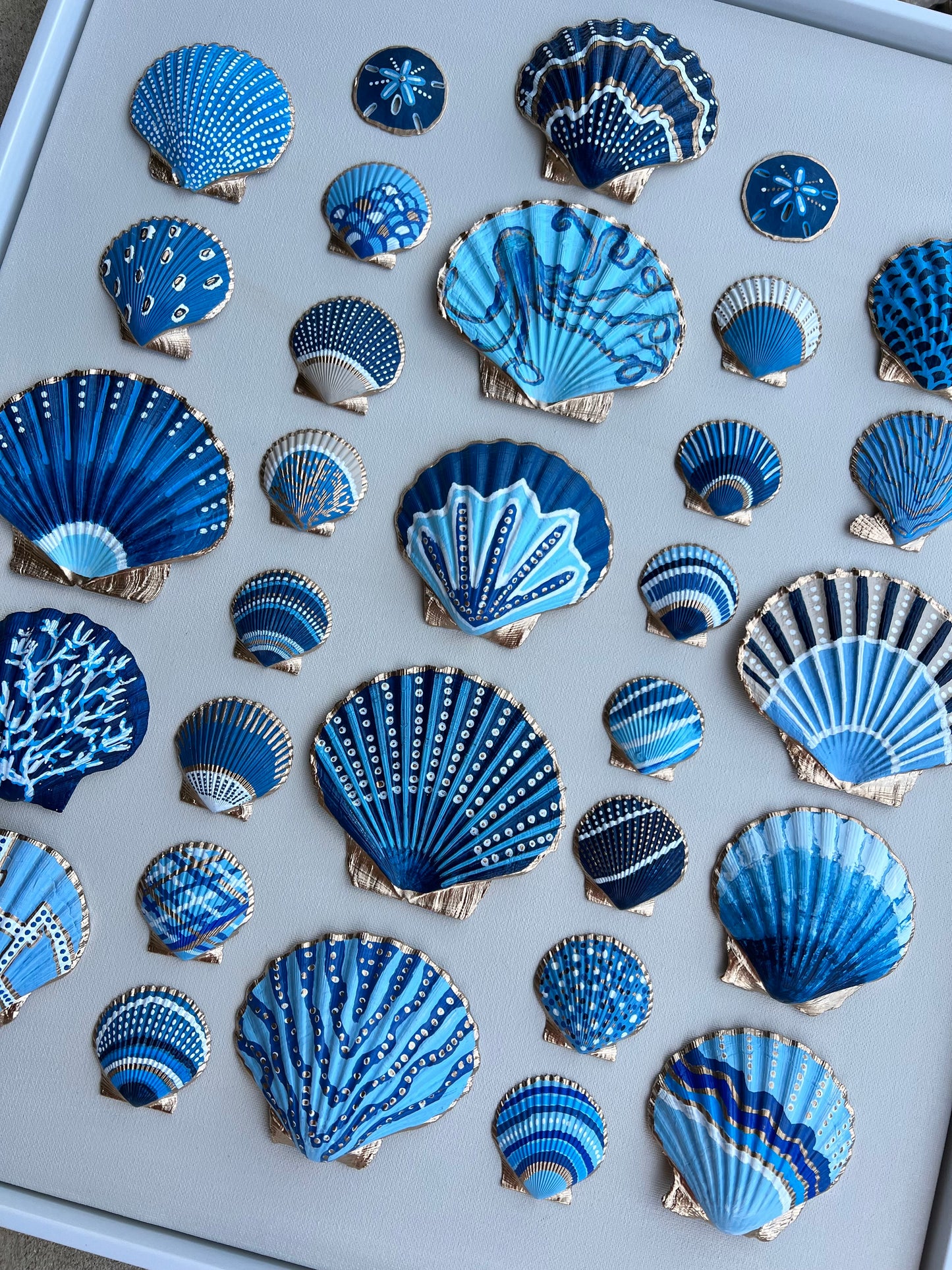 Midnight Tide | Hand-Painted Seashell Wall Art | 24x20