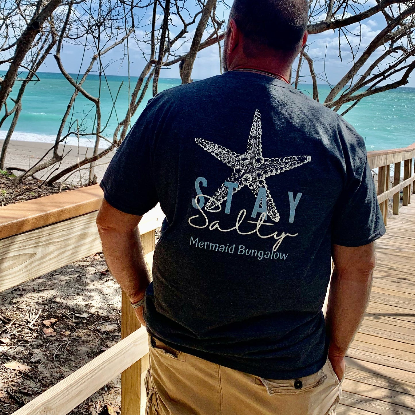 Stay Salty starfish graphic t-shirt by Mermaid Bungalow coastal beach tee