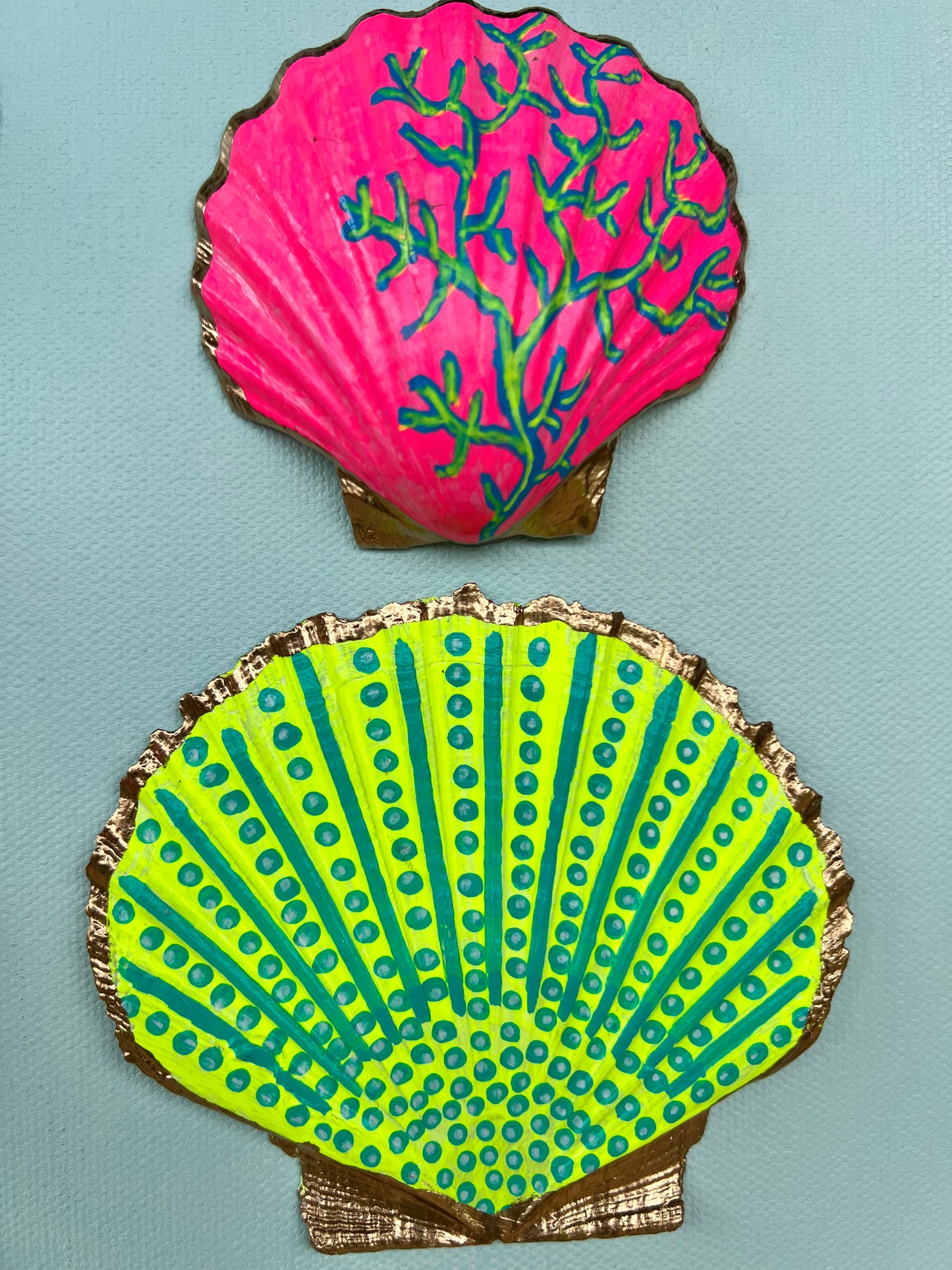 Neon Kraken | Hand-Painted Seashell Wall Art | 36x36