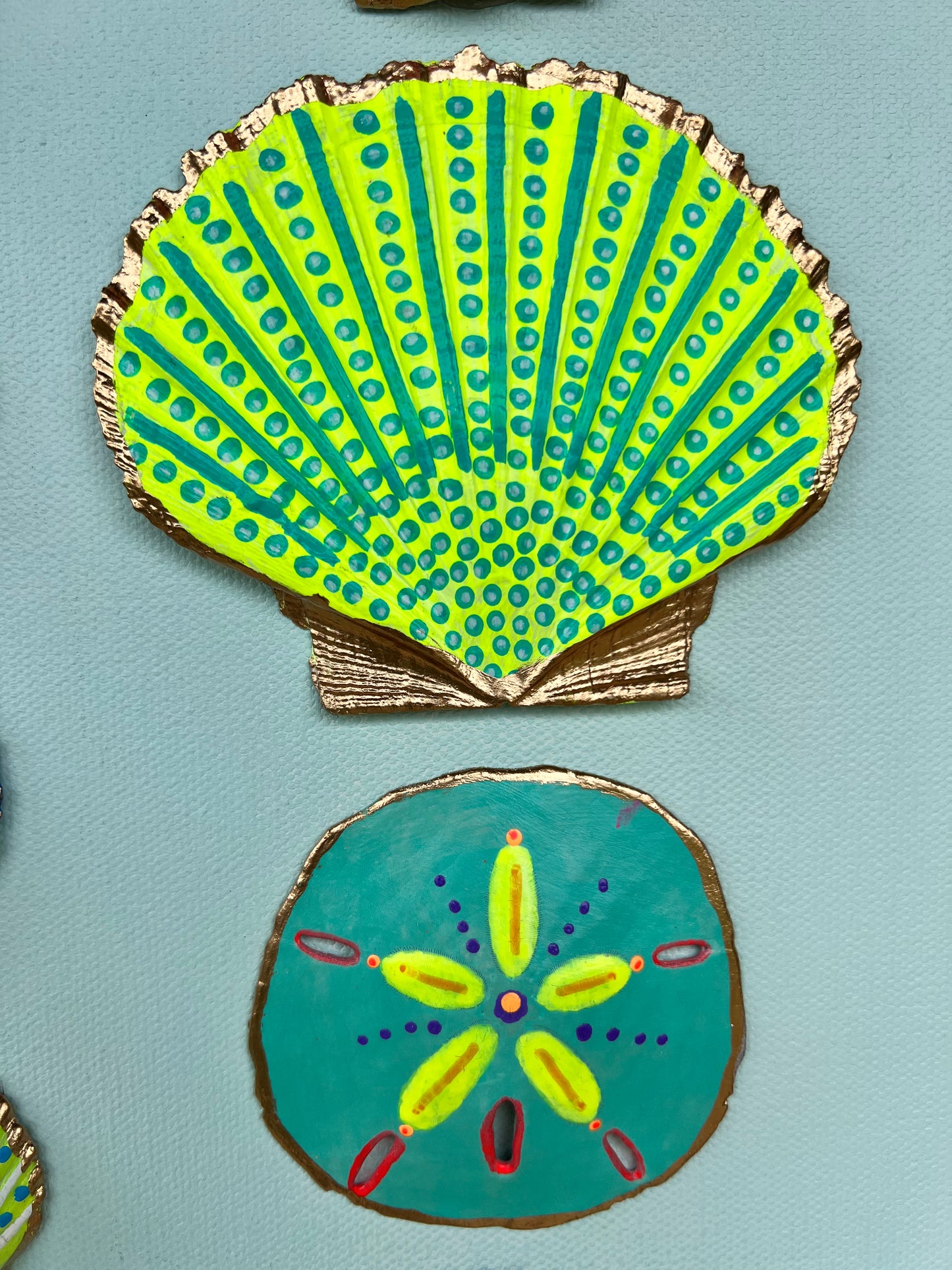 Neon Kraken | Hand-Painted Seashell Wall Art | 36x36