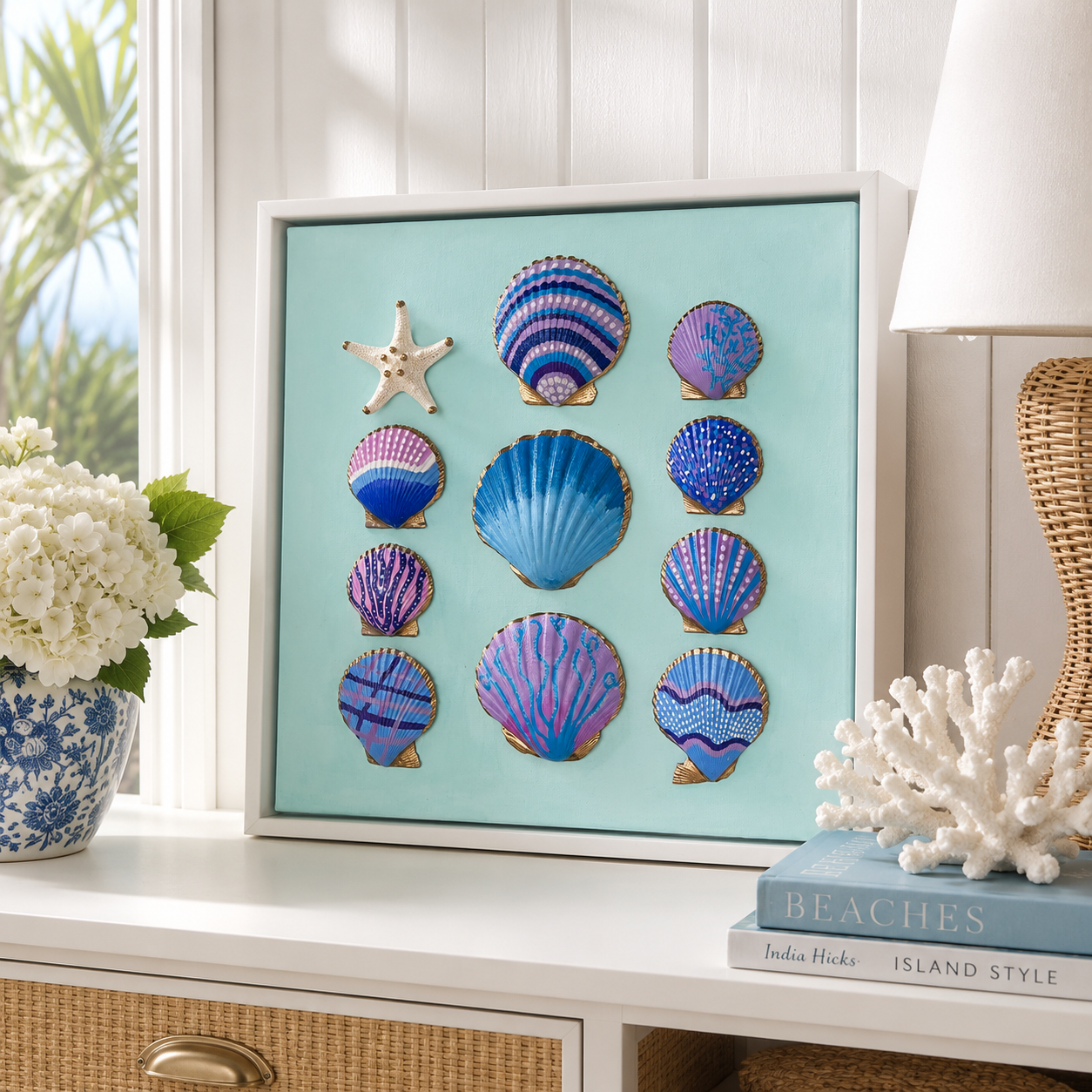 Lavender Haze Seashell Canvas Wall Art | 12x12