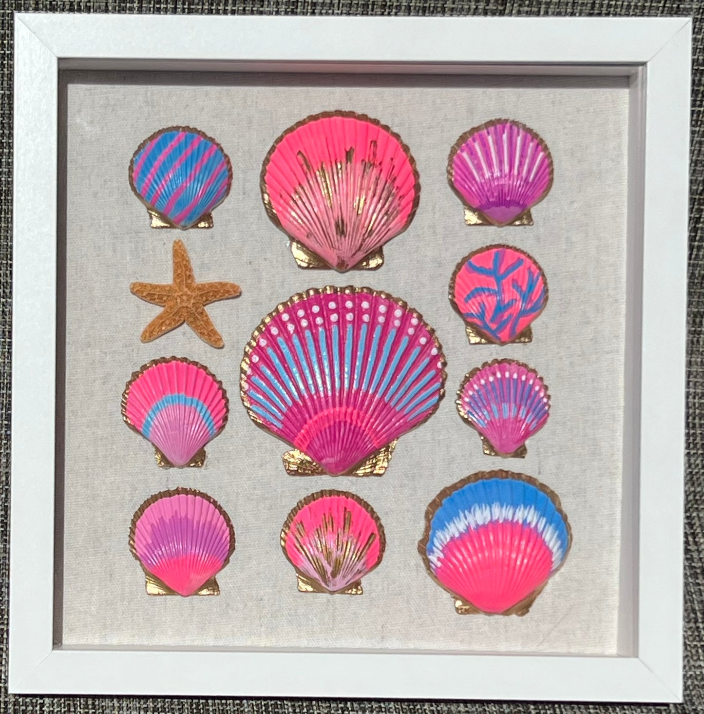 Pretty in Pink Seashell Shadow Box Art | 10x10