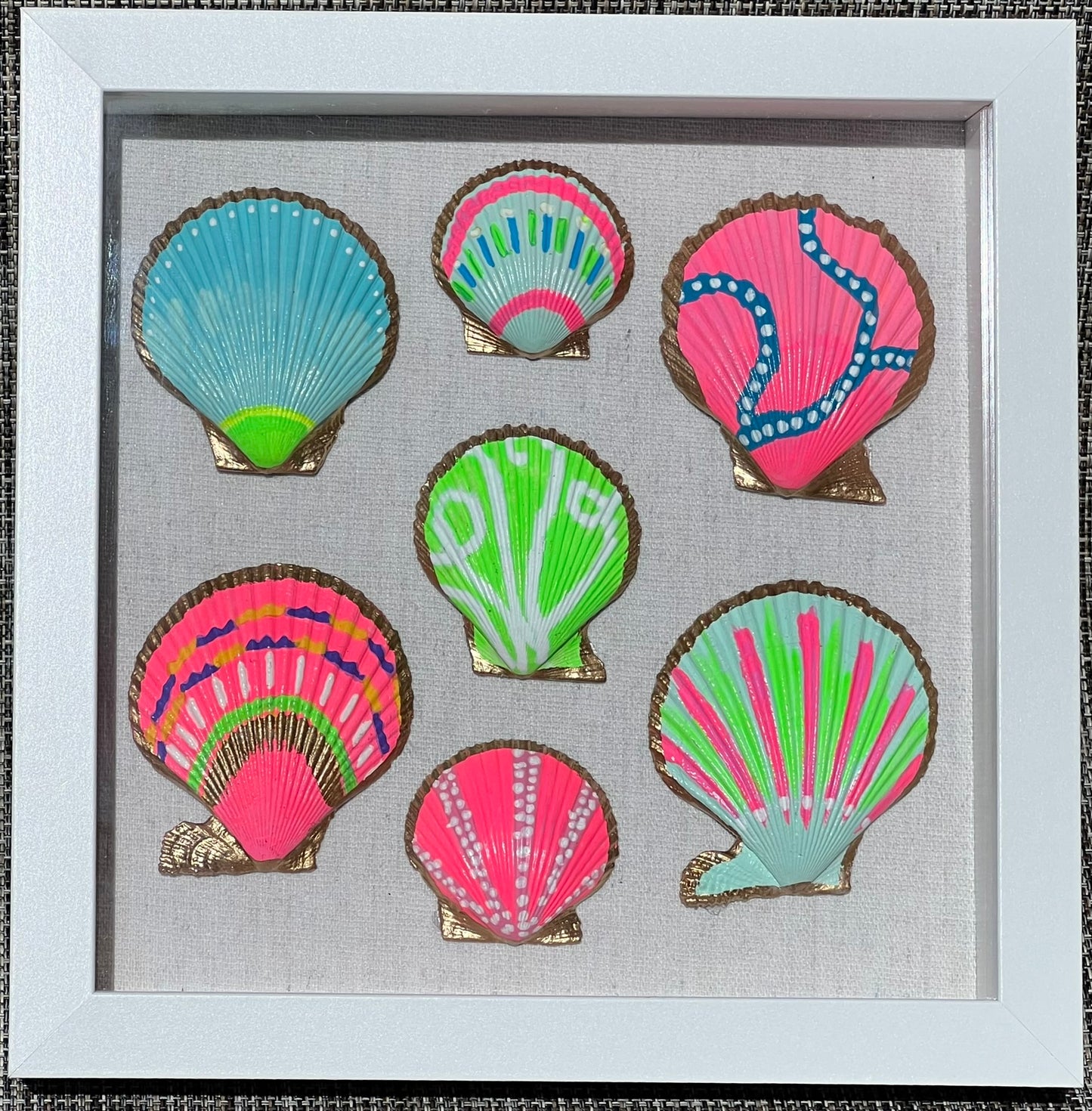 Palm Beach Prep Seashell Shadow Box Art | 8x8