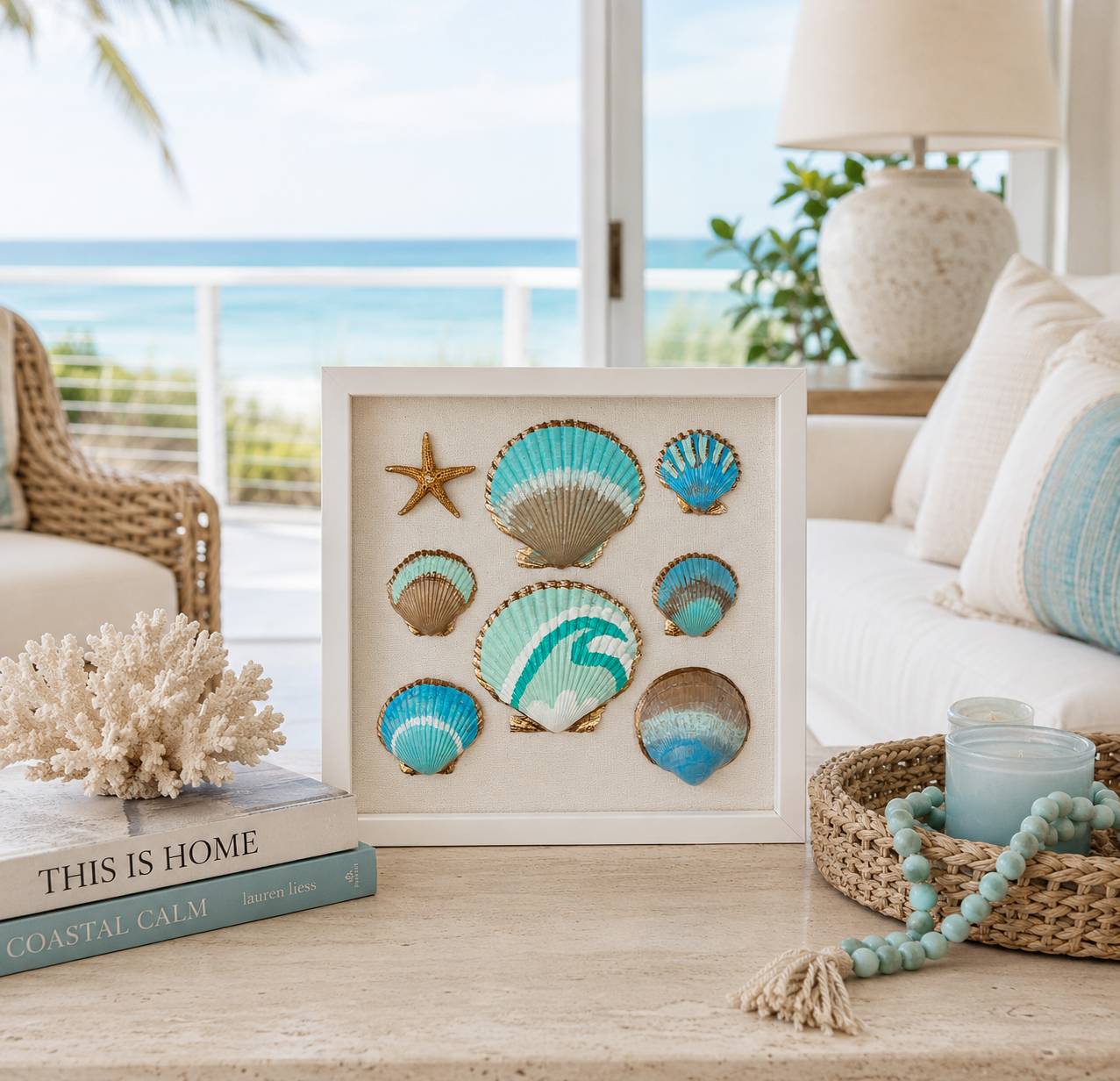 Jupiter Beach Seashell Canvas Wall Art | 8x8
