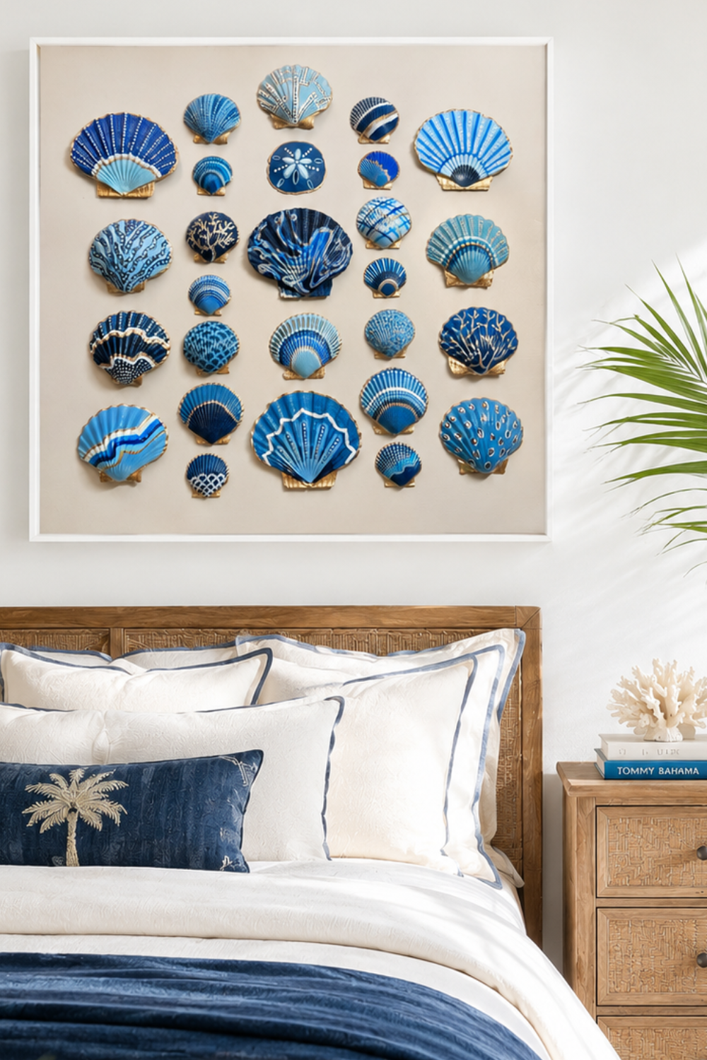 Midnight Tide II | Hand-Painted Seashell Wall Art | 24x24
