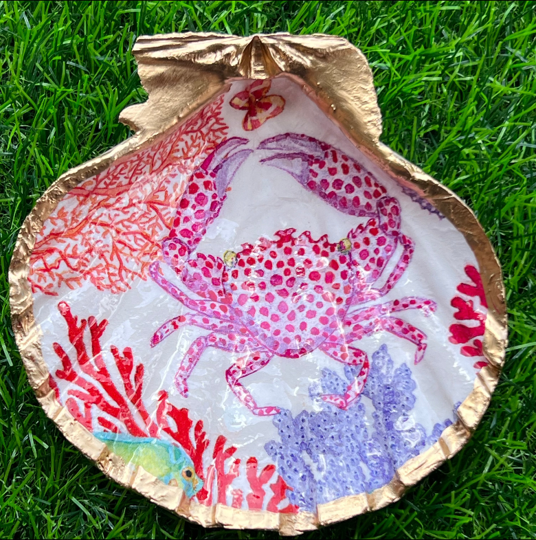 under the sea scallop shell trinket dish coastal beach house decor