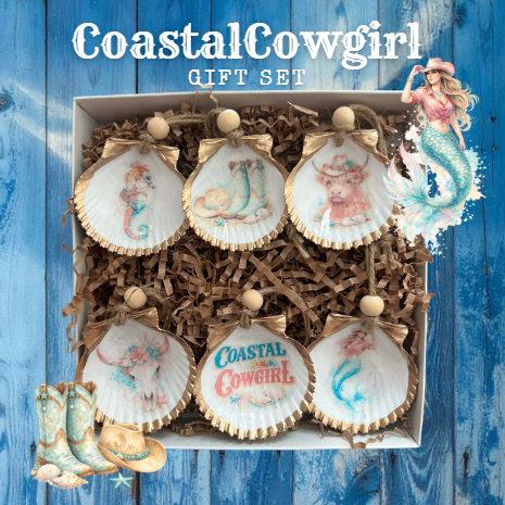 Coastal Cowgirl Seashell Ornament Gift Set