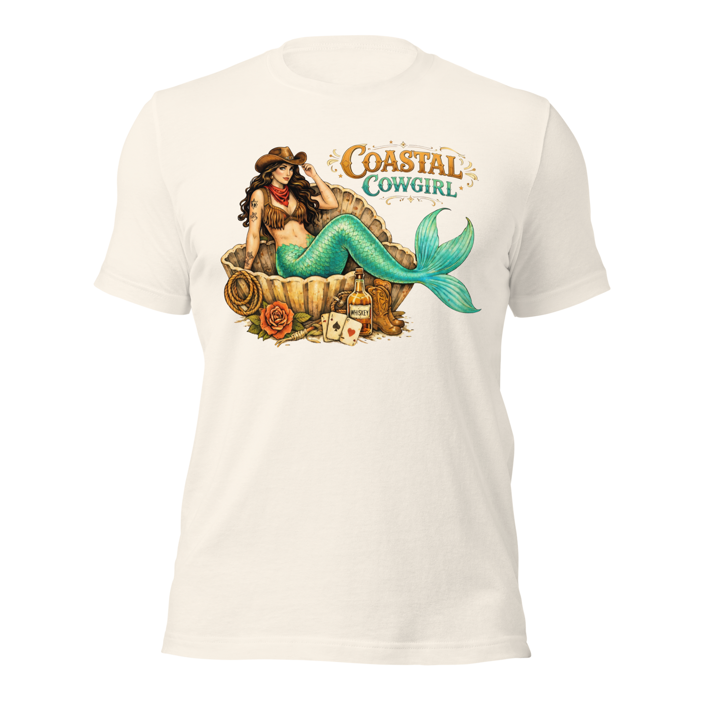 Brunette Coastal Cowgirl Mermaid Tee