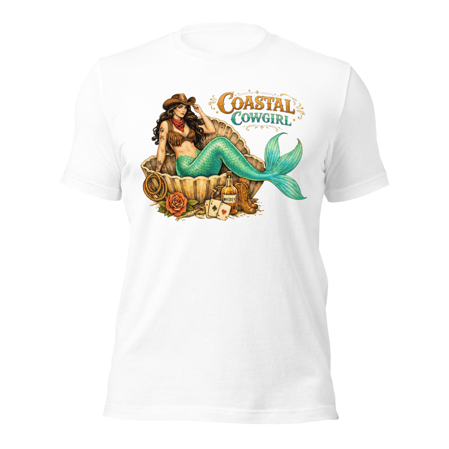 Brunette Coastal Cowgirl Mermaid Tee