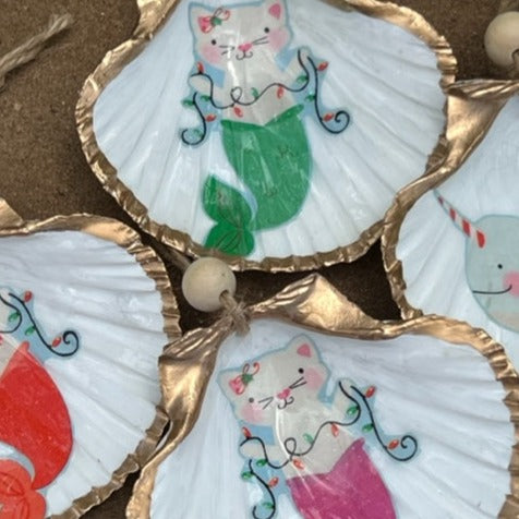 Mermaid Cat & Narwal Shells