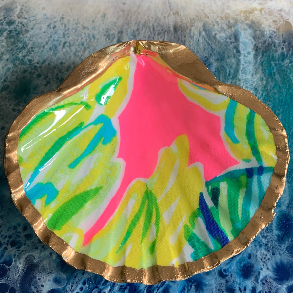 Palm Beach Preppy Shell Decor | Gold Trim Coastal Home Accent – DogFish ...